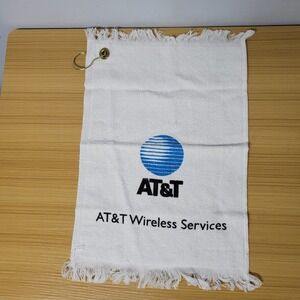 Vintage AT&T White Blue Advertising Golf‎ Cloth Towel Advertising Logo Terry